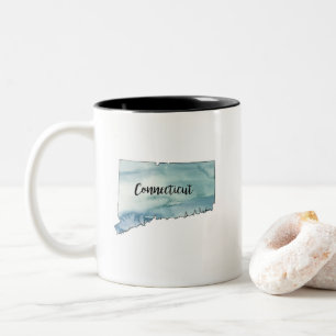 Connecticut Staat Map Wasserfarbe Zweifarbige Tasse