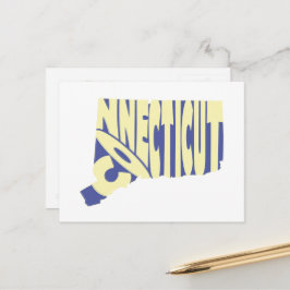 Connecticut Staat Name Word Art Yellow Postkarte