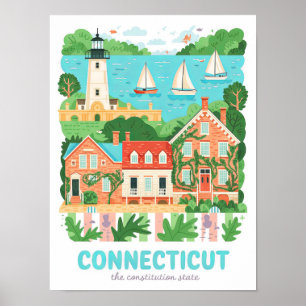 Connecticut Staat USA Travel Poster