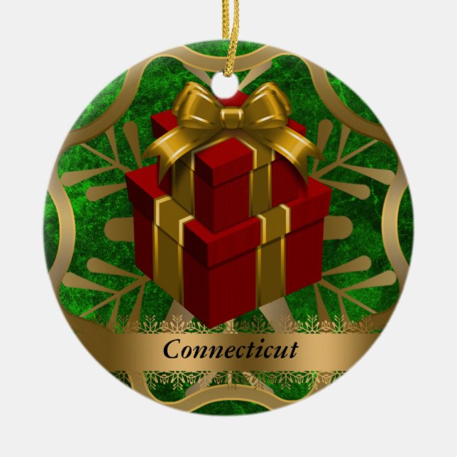 Connecticut-Staats-Weihnachtsverzierung Keramikornament (Vorne)