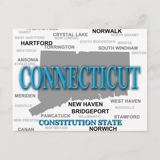 Connecticut Staatsstolz Map Silhouette Postkarte (Vorderseite)