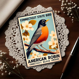 Connecticut Staatsvogel - Amerikanische Rotdrossel Postkarte