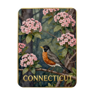 Connecticut State Bird & Berglorbeer-Natur Magnet