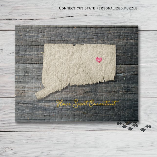 Connecticut State-Puzzle – Rustikales Neuengland (Connecticut personalized puzzle, Home Sweet Connecticut!)