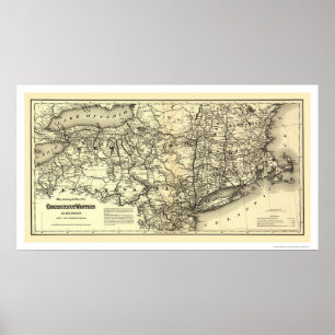 Connecticut- u. Western-Eisenbahn-Karte 1871 Poster