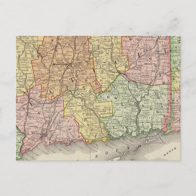 Connecticut und Rhode Island Postkarte (Vorderseite)
