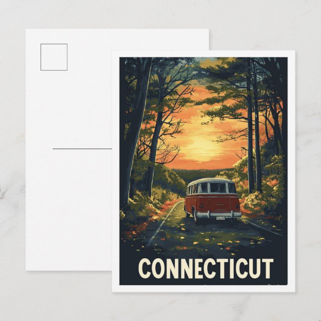 Connecticut USA Art Vintage Travel Postkarte (Vorne/Hinten)