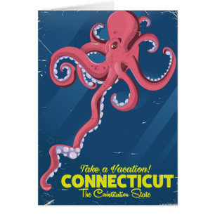 Connecticut USA Tintenfisch vintage Reiseposter