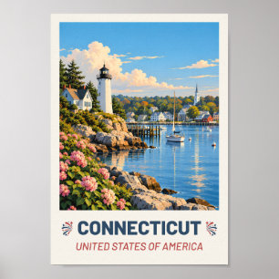 Connecticut USA – Vintage Reiseplakat Poster
