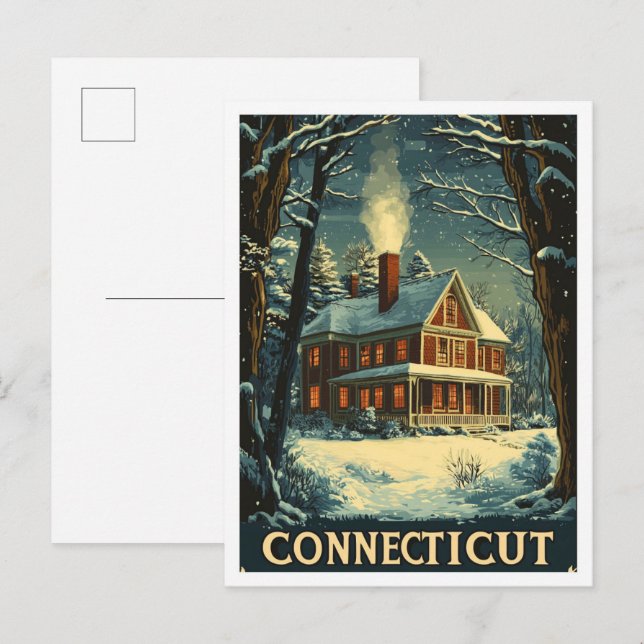 Connecticut USA Vintage Travel Postkarte (Vorne/Hinten)