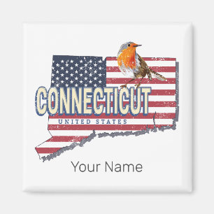 Connecticut vereinte Staaten Retrokarte Staat Vint Magnet