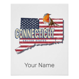 Connecticut vereinte Staaten Retrokarte Staat Vint Poster