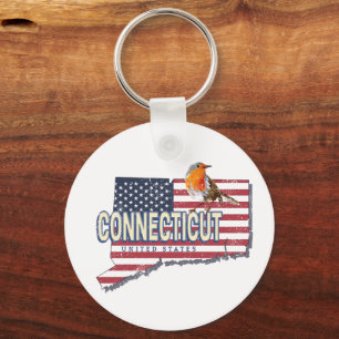 Connecticut vereinte Staaten Retrokarte Staat Vint Schlüsselanhänger