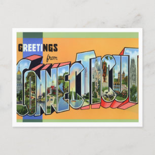 Connecticut Vintage Große Buchstaben Postkarte