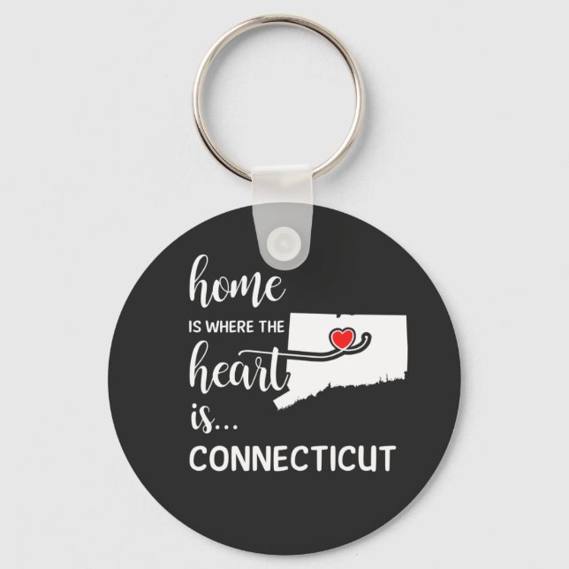 Connecticut Zuhause ist das Herz Schlüsselanhänger (Vorderseite)