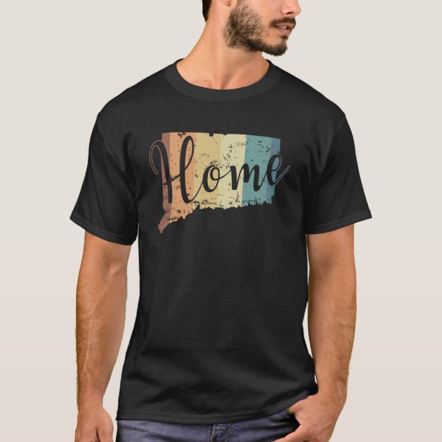Connecticut Zuhause Map Kontur USA T-Shirt (Vorderseite)