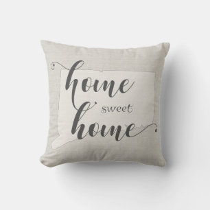 Connecticut - Zuhause Sweet Zuhause Burlap-Look Kissen