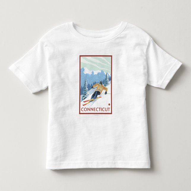 ConnecticutDownhill Skifahrer-Szene Kleinkind T-shirt (Vorderseite)
