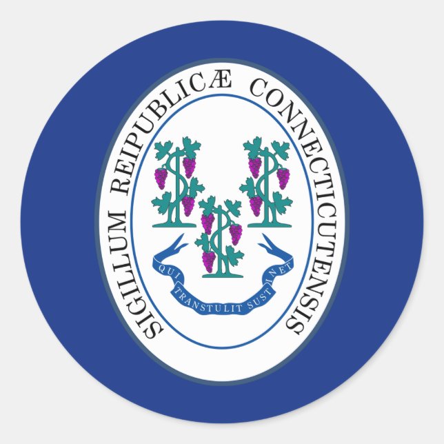 Connecticuter-Siegel, Connecticut Runder Aufkleber (Vorderseite)