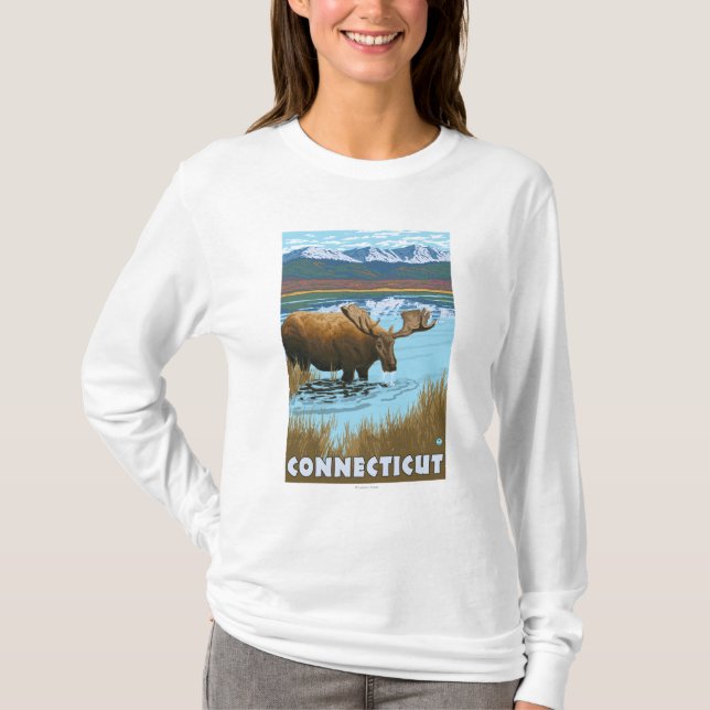 ConnecticutMoose, das im See trinkt T-Shirt (Vorderseite)