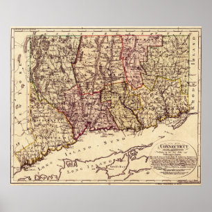 ConnecticutPanoramablick Karte Connecticut 2 Poster