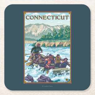 ConnecticutRiver, das Szene flößt Rechteckiger Pappuntersetzer