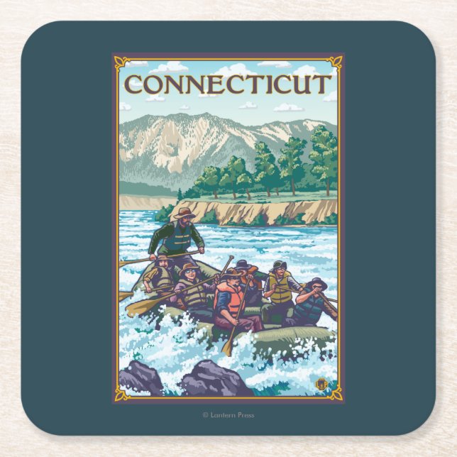 ConnecticutRiver, das Szene flößt Rechteckiger Pappuntersetzer (Vorderseite)