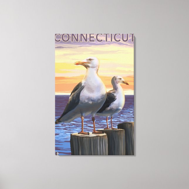 ConnecticutSea GullsScene Leinwanddruck (Vorderseite)