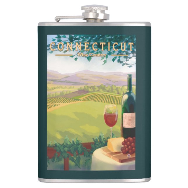 ConnecticutWine Land-Szene Flachmann (Vorderseite)