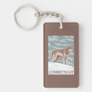 ConnecticutWolf Szene Schlüsselanhänger