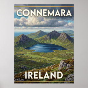 Connemara Irland Twelve Bens Berg Reise Poster