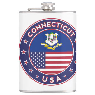 Conneticut Aufkleber, Staaten der USA Flachmann