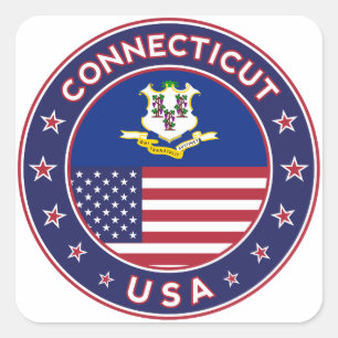 Conneticut Aufkleber, Staaten der USA Quadratischer Aufkleber