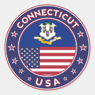 Conneticut Aufkleber, Staaten der USA Runder Aufkleber