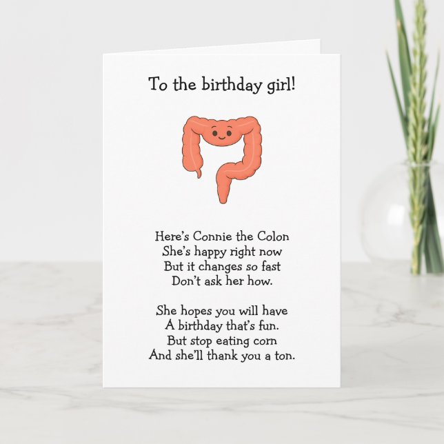Connie the Colon Birthday Card Karte (Vorderseite)