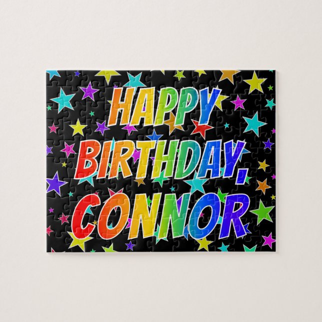 "CONNOR" Vorname, Spaß "GLÜCKLICHER GEBURTSTAG" (Horizontal)