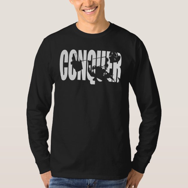 Conquer Bench Press Motivierend T-Shirt (Vorderseite)