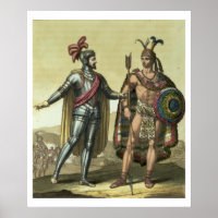 Conquistador mit einem amerikanischen Indianerober