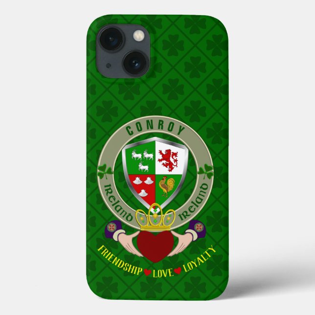 Conroy Irish Shield & Claddagh Personalisiert Case-Mate iPhone Hülle (Rückseite)