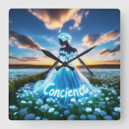 Consciousness / Conciencia Quadratische Wanduhr