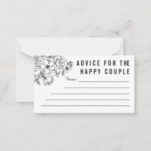 Conseil Carte de conseils de mariage floraux modernes noir
