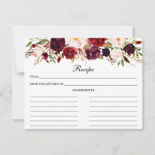 Conseil Carte de recette de douche florale Burgundy Aquare