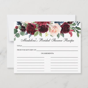 Conseil Carte de recette de Fête des mariées Florale Burgu