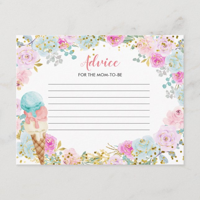 Conseil Carte Pastel Vanilla Crème glacée Floral (Devant)