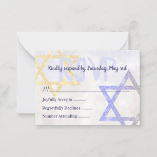 Conseil Carte RSVP bleu clair, Gold Parties scintillant St