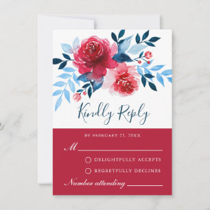 Conseil Elégante carte RSVP Rose couleur bleu rouge floral