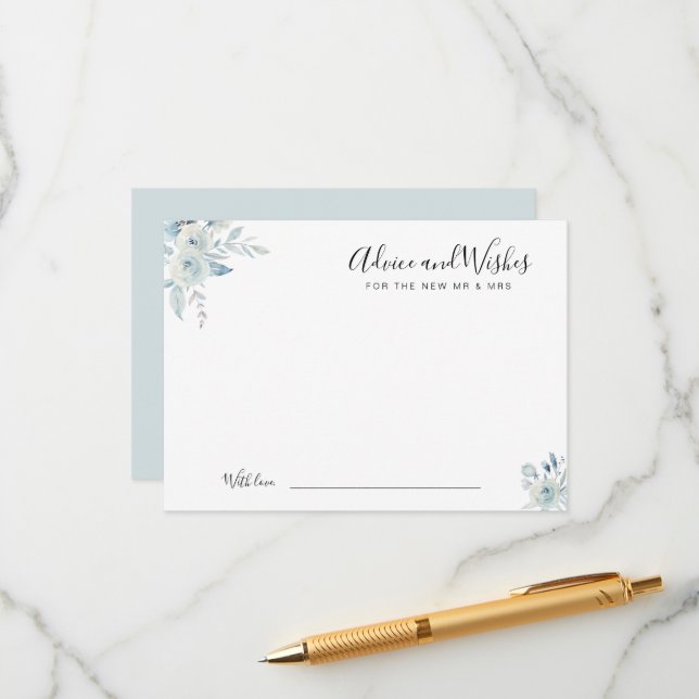 conseil et souhaits floraux bleu aquarelle (Devant/Arrière en situation)