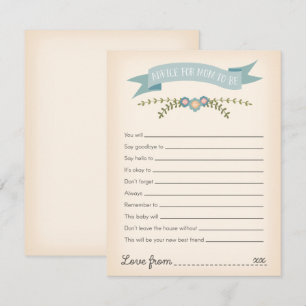 Conseil pour la carte de jeu de Baby shower mommy-