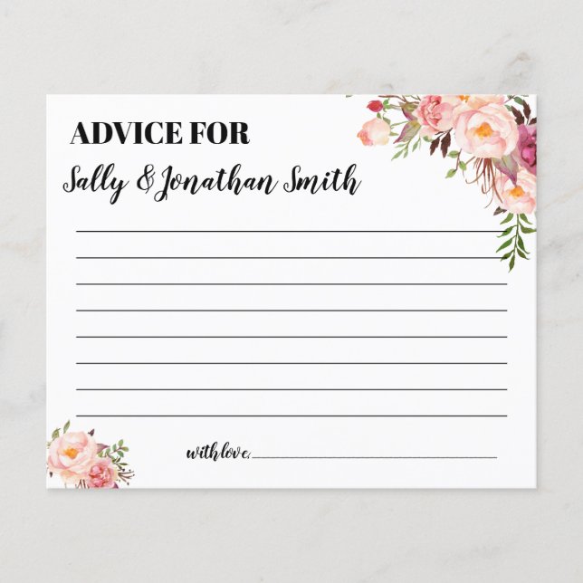 Conseil rose pour maman et papa douche carte bilin (Devant)