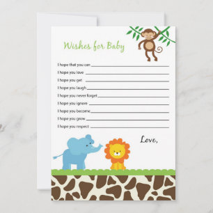 Conseil Safari Jungle Animaux Voeux pour Baby Advice Carte